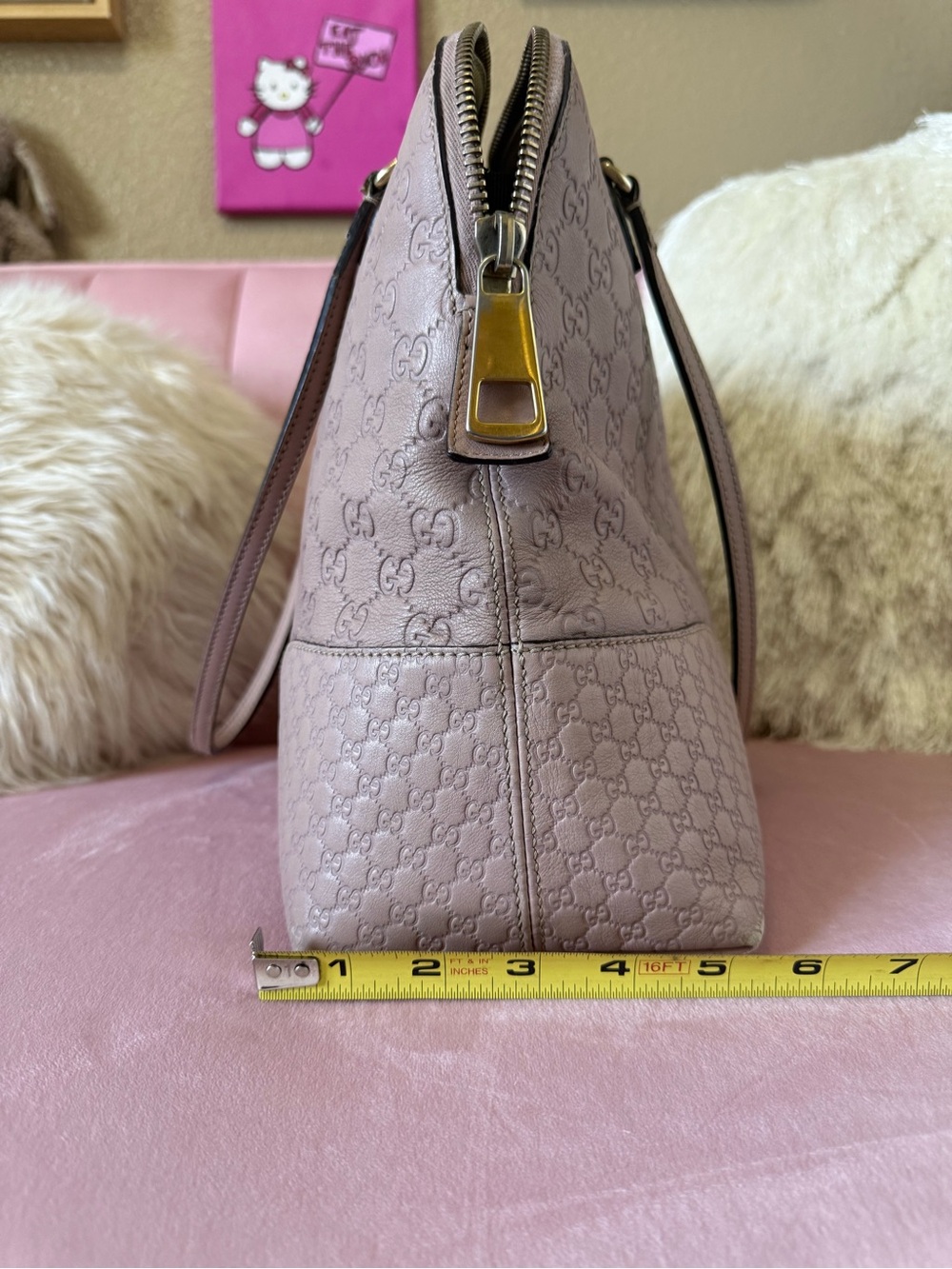 💯Auth GUCCI Guccisima BREE Shoulder Bag w Soft PINK Leather & Goldtone Hardware - Picture 10 of 16